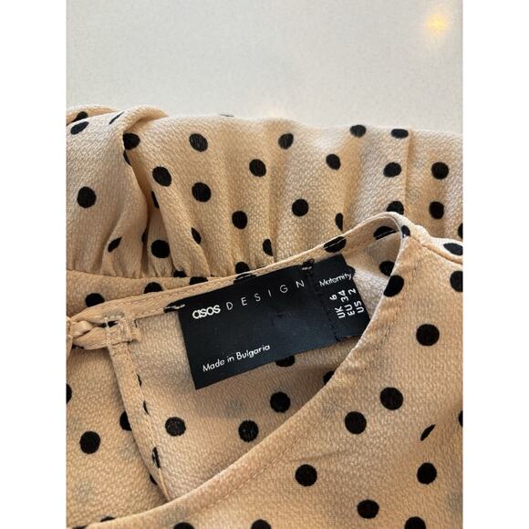 ASOS Maternity Tan Polka Dot Empire Dress Size 2 Oversized - Picture 6 of 6